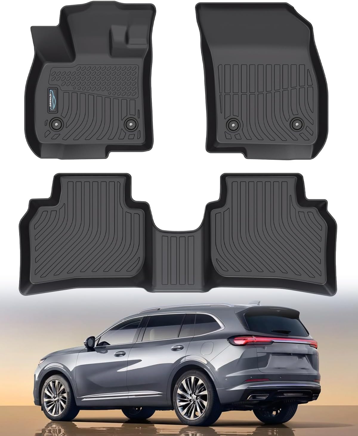 Icyhaws® Floor Mats for Buick Envision 2021 2022 2023 2024 2025 | All Weather TPE Rubber Car Floor Liners Automotive Accessories for Buick Envision 2021-2025 | Front & 2nd Row, 3-pc Black