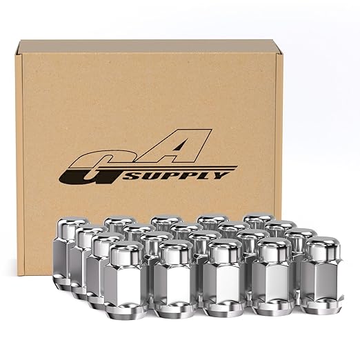GAsupply 12x1.5 Chrome Lug Nuts, Closed End Bulge Acorn Lug Nuts Cone Seat 1.38" 35mm Tall 3/4" 19mm Hex, 20 Pack