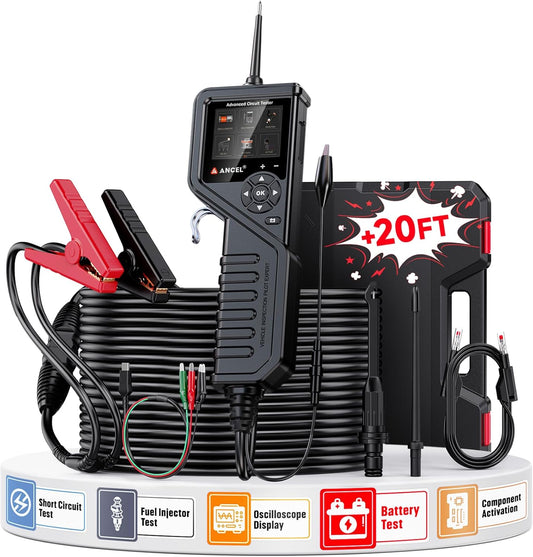 ANCEL PB600 Power Circuit Probe Tester with Battery, Relay, Injector Test, 8-35V Automotive Electrical Circuit Tester, Multimeter/Oscilloscope/Ohmmeters Power Circuit Probe Kit, 30FT Cable