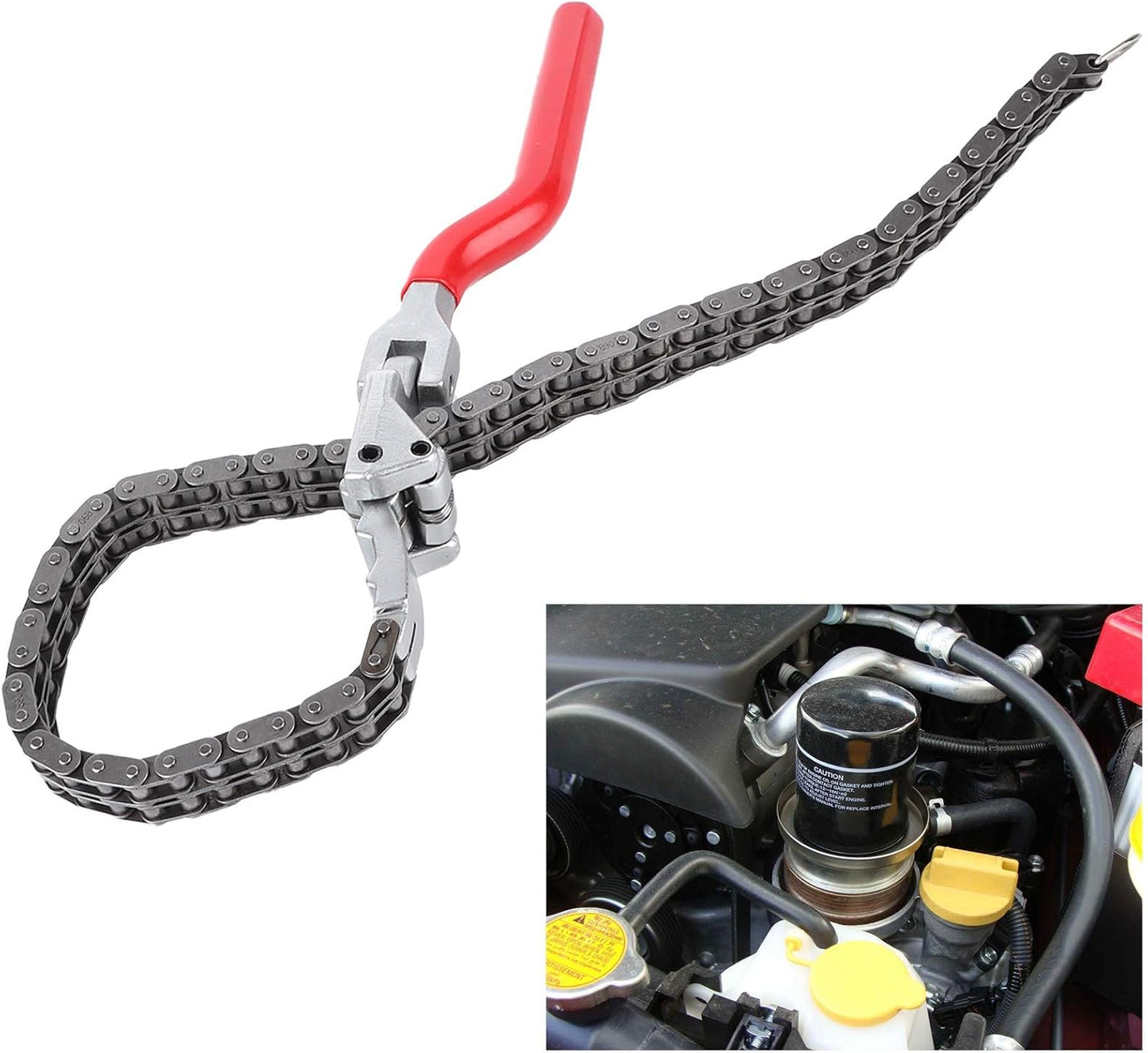 Oil Filter Wrench,Acouto Chain Wrench Spanner 13.8in Long Handle Adjustable Oil Filter Spanner,Auto Car Repairing Tool Removal Hand Tool Self Adjusting