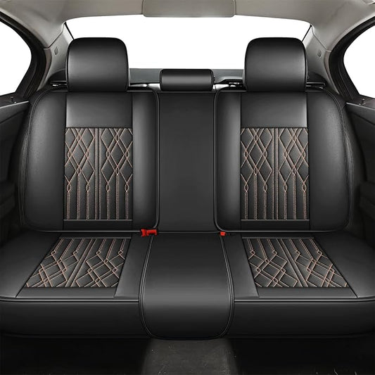 Huidasource Back Seat Covers for Cars, Trucks, SUVs, 3 Piece Rear Seat Cover for Split Bench, Vehicle Seat Cushion Cover Protector Universal Fit for Most Cars (Back Row/Black&Orange)