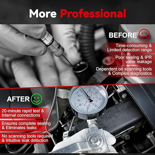 High Pressure Oil System IPR Air Test Tool Kit with Gauge, Compatible with Ford 6.0L-7.3L Powerstroke Diesel Engines