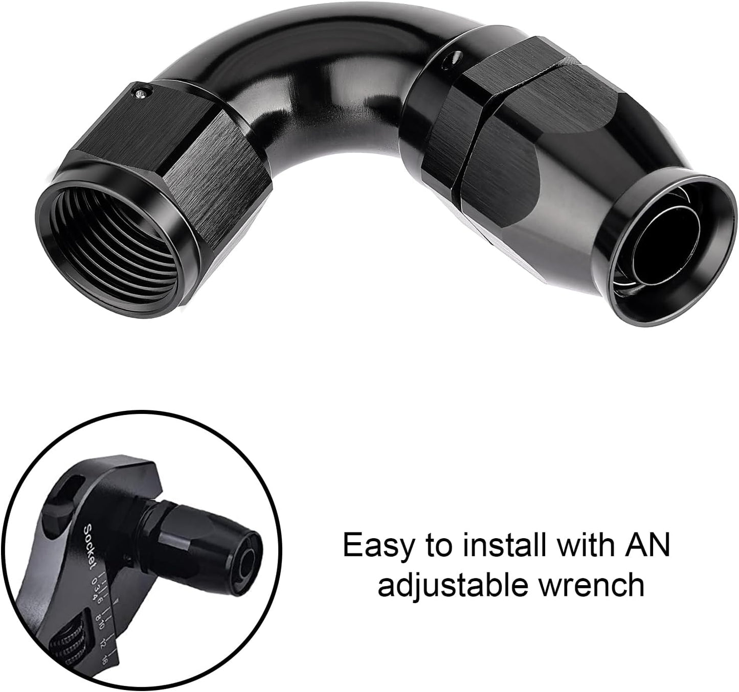 EVIL ENERGY 6AN 120 Degree PTFE One Piece Full Flow End Hose Fitting Aluminum Black