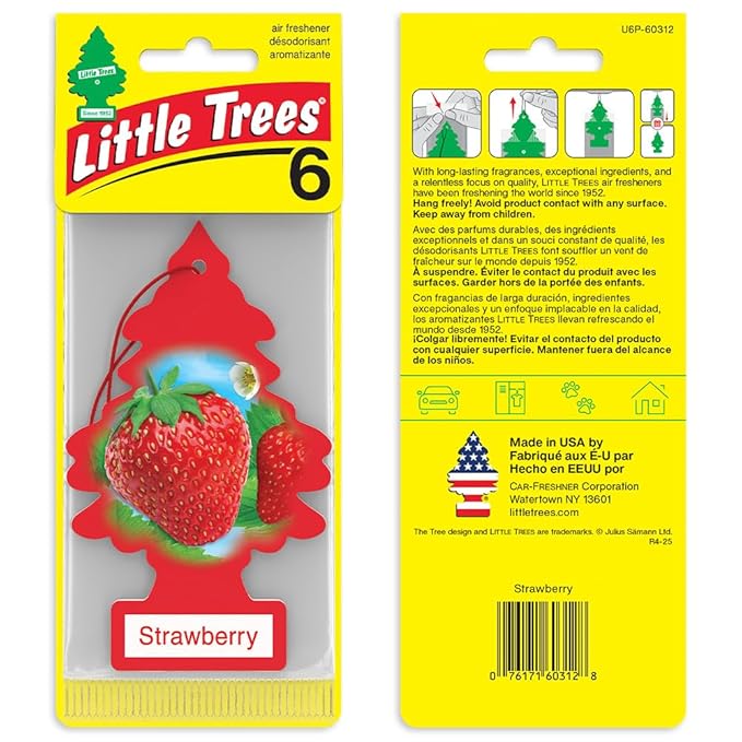LITTLE TREES Car Air Freshener | Hanging Tree Provides Long Lasting Scent for Auto and Home | Strawberry, 24 Air Fresheners