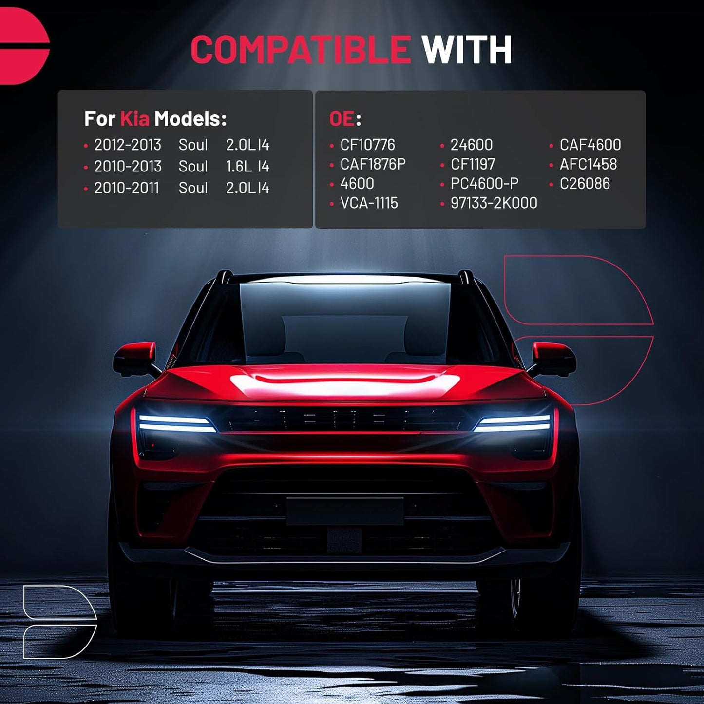 BDFHYK Cabin Air Filter with Activated Carbon Compatible with Kia Soul 2010 2011 2012 2013, Replace# CF10776, 971332K000, Easy to Install