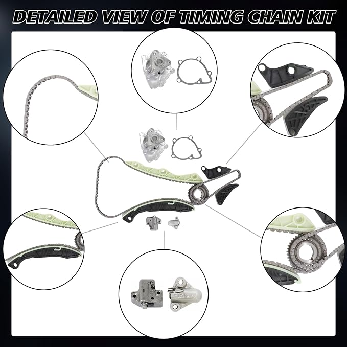 Timing Chain Kit Water Pump 1207180 AW6038 Fits for 2011-2010 Sebring 2009-13 Journey DOHC 2.4L Engine Water Pump Timing Chain Kit