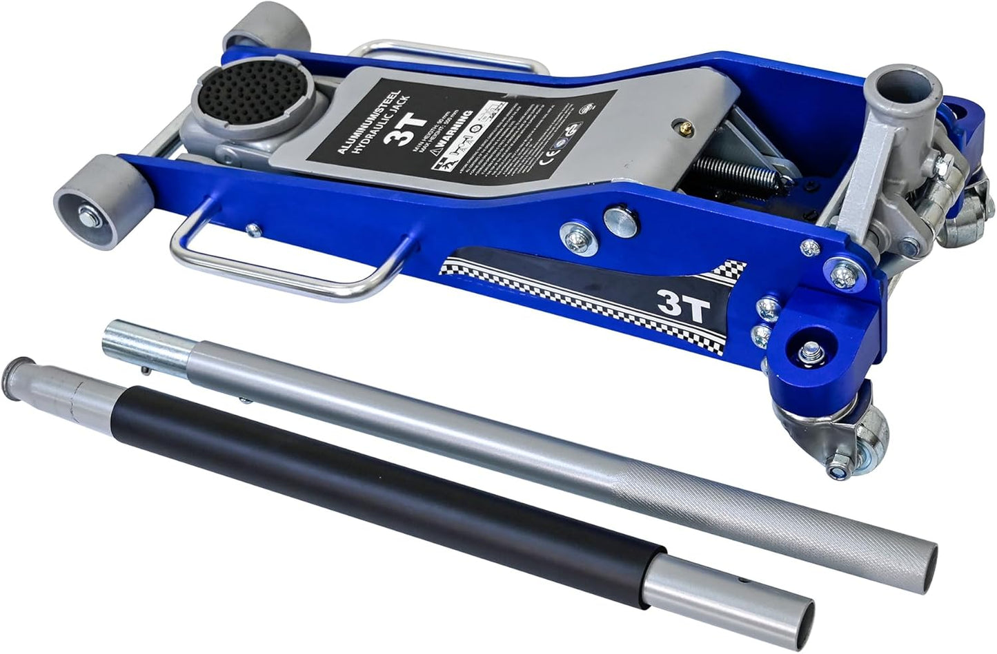 Aluminum Steel Hydraulic Floor Jack 3Ton/6600lbs.Dual Piston Fast Lifting Pump.Horizontal Floor Jack Lifting Range 4.3"-20".Racing Car Jack for MVPs,SUVs and Trucks.Trolley Jack with Extra Saddle