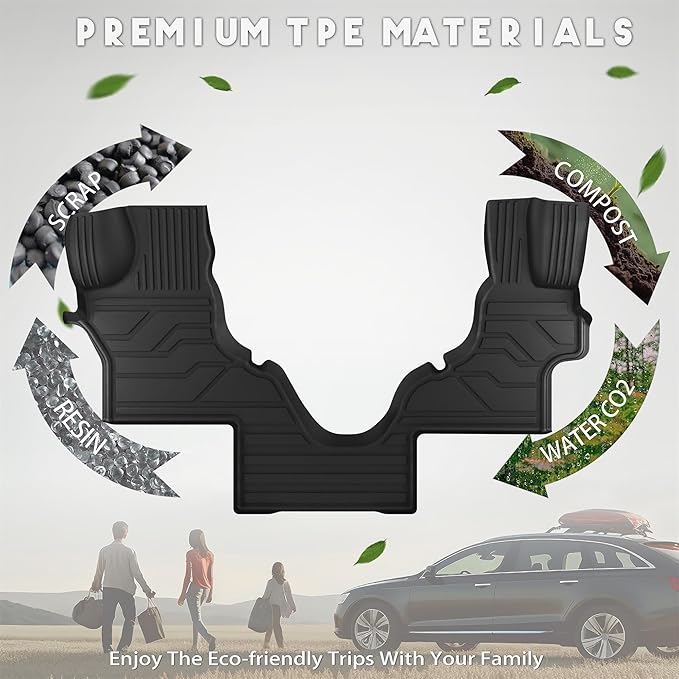 KARPAL Floor Mats for Ford Econoline/E-Series 2007-2025 E150/E250/E350/E450, Custom Fit TPE All Weather Ford Econoline Van Front Accessories 1st Row Floor Liner