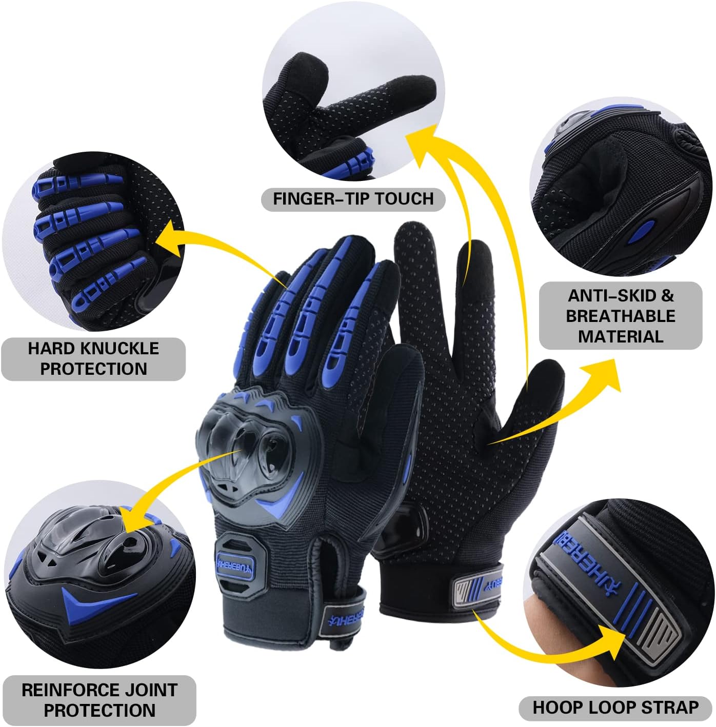 Motorcycle Gloves Touch Screen Full Finger Riding Gloves Knuckle Protection for Men and Women for Dirt Riding, Road Racing, Cycling, Climbing Work Outdoor Sports