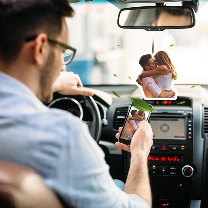 Custom Air Fresheners with Picture - Personalized Double Sided Photo Air Freshener, Customized Air Freshener for Car Wardrobe Bathroom Hanging Ornaments (A5-Irregular Shape)