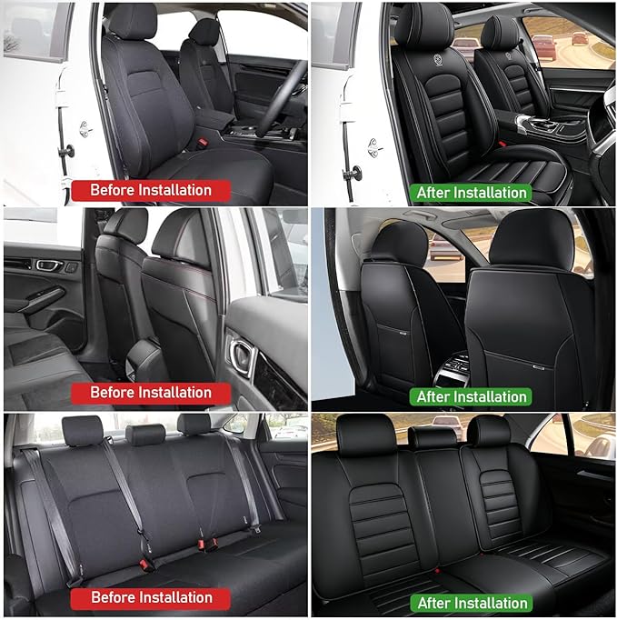 Car Seat Covers Fit for Toyota Highlander 2000-2025 | 7 Seat Car Seat Cover | No-Slip Waterproof Breathable Faux Leather Automotive Seat Covers Auto Interior Covers Black,Full Set
