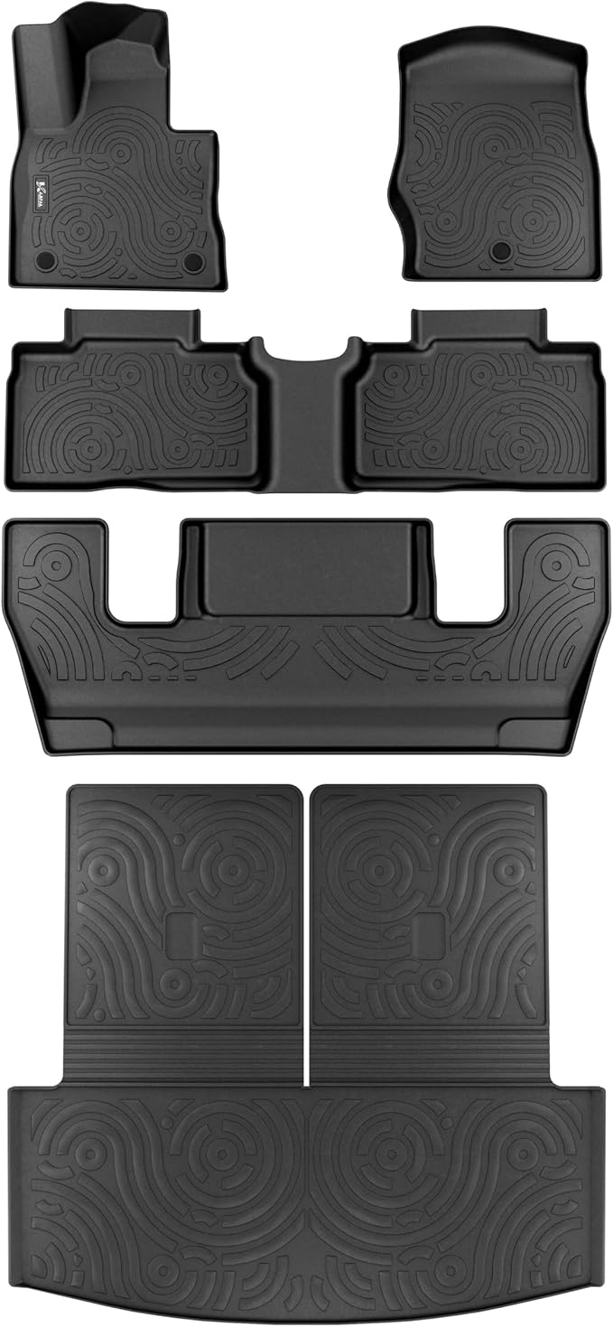KARPAL Floor Mats Cargo Liner Fit for 2020-2025 Ford Explorer 6-Seat w/Captain Chairs, TPE All Weather Floor Liners Cargo & Backrest Mat for Explorer ST-Line/ST/Platinum (NOT for 7-Seat)