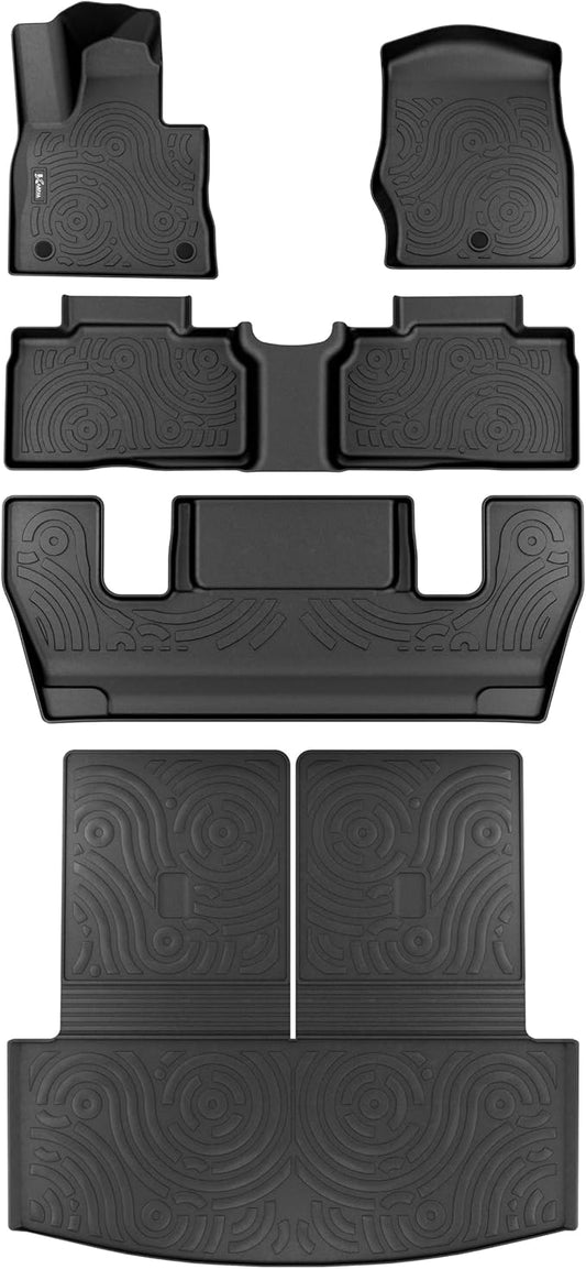 KARPAL Floor Mats Cargo Liner Fit for 2020-2025 Ford Explorer 6-Seat w/Captain Chairs, TPE All Weather Floor Liners Cargo & Backrest Mat for Explorer ST-Line/ST/Platinum (NOT for 7-Seat)