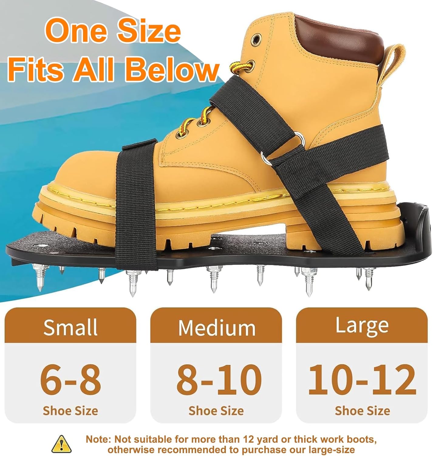 Epoxy Floor Spiked Shoes Fully Assembled Gunite Spiked Shoes with 3/4" Short Spikes for Garage Floor Epoxy, Overlays, Cover Installation,1 Pair (Black)