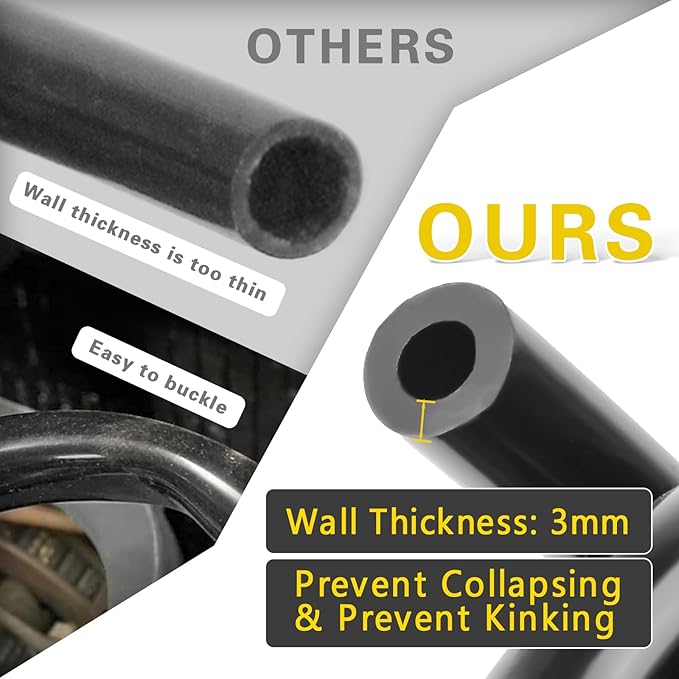 Silicone Vacuum Tubing Hose 10 FT 6PCS, 1/8" 5/32" 3/16" 1/4" 5/16" 3/8" ID High Performance 130PSI, Engine Automotive Vacuum Silicone Hose Line Kits