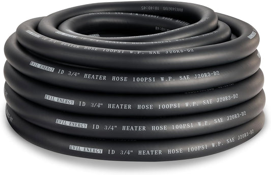 EVIL ENERGY 3/4" Heater Hose 50FT Coolant Radiator Straight 100PSI SAE 20R3 Black