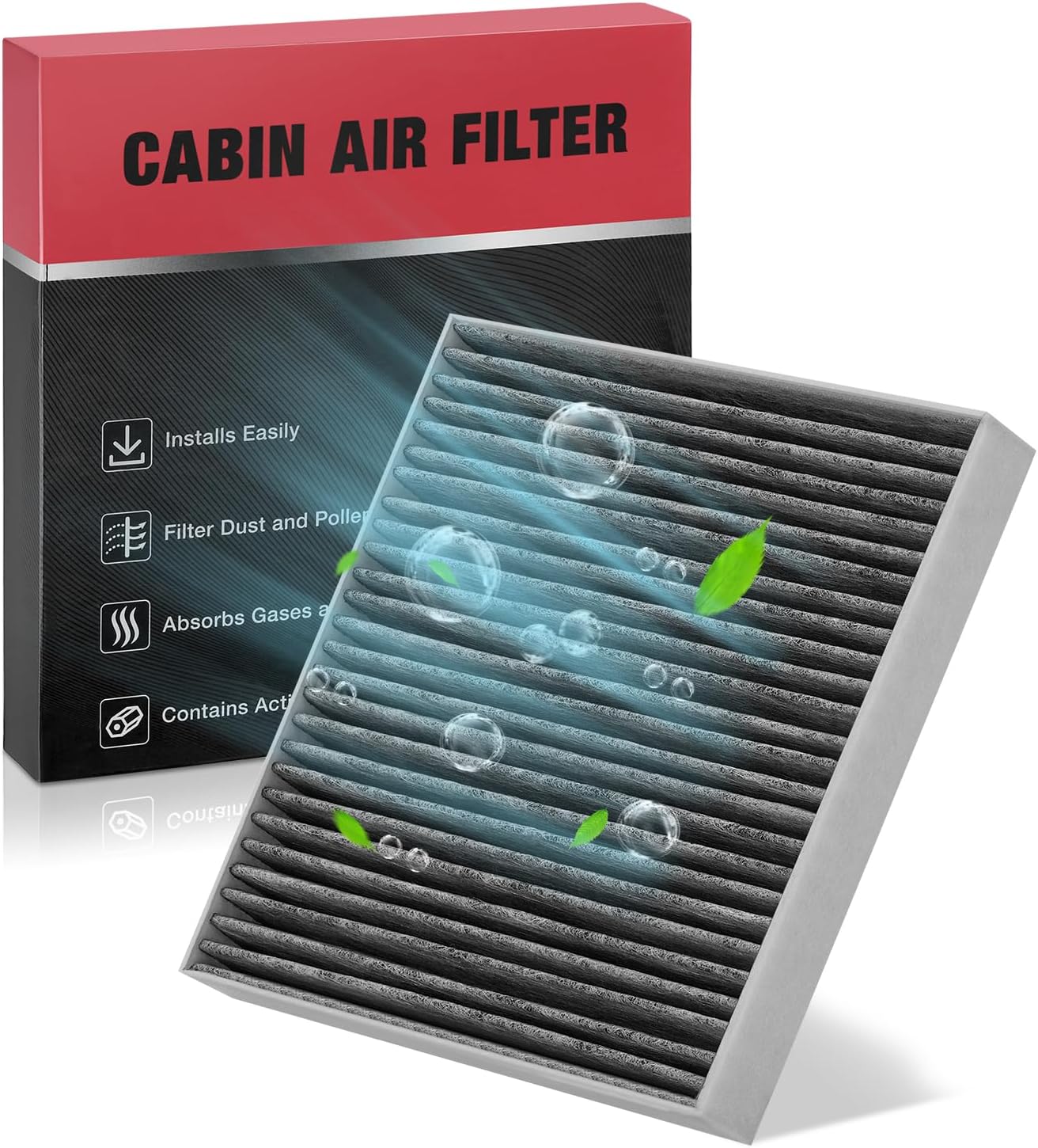 BDFHYK Cabin Air Filter with Activated Carbon Compatible with Smart Fortwo 2008-2018, EQ fortwo 2019, Replace# CF10612, 4518300018, Easy to Install