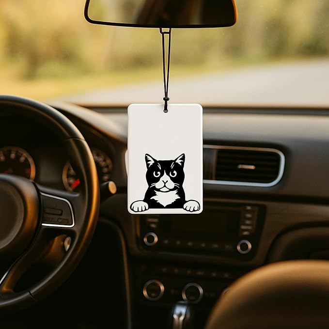 Funny Black Cat Car Air Freshener 4 Pcs, Cute Black Cat Gifts Air Freshener Hanging for Cars Books Closet Drawer, Pet Lover Gifts Car Accessories for Women Men