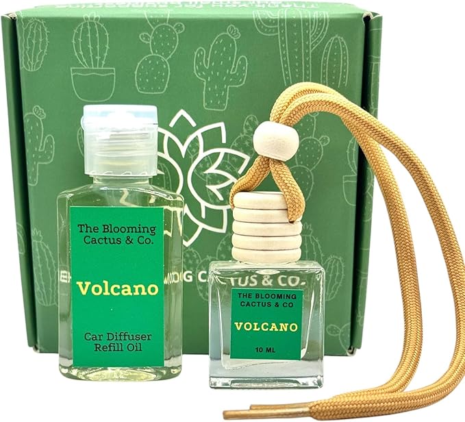 Car Air Freshener with 1 Oz Refill included | Car scented on the go | Car Air Freshener | Long Lasting Hanging Fragrance | Phthalate Free Fragrance. (Volcano (Type), 10 ml)