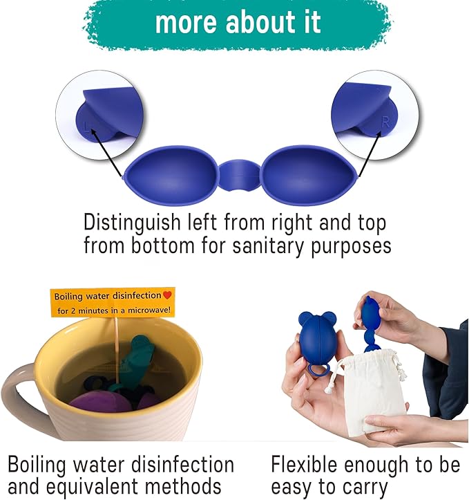 Eye Wash Cups, Remove Debris or Irritants and Feel Refreshed, Clean Both Eyes Simultaneously by just Blinking 20 Times, Made of Silicone for Safety and Flexibility. (Navy)