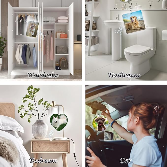 Custom Air Freshener for Car, Personalized Air Fresheners, Custom Double Sided photo Air Freshener, for Wardrobe,Bathroom and Hanging Ornaments (Crop)