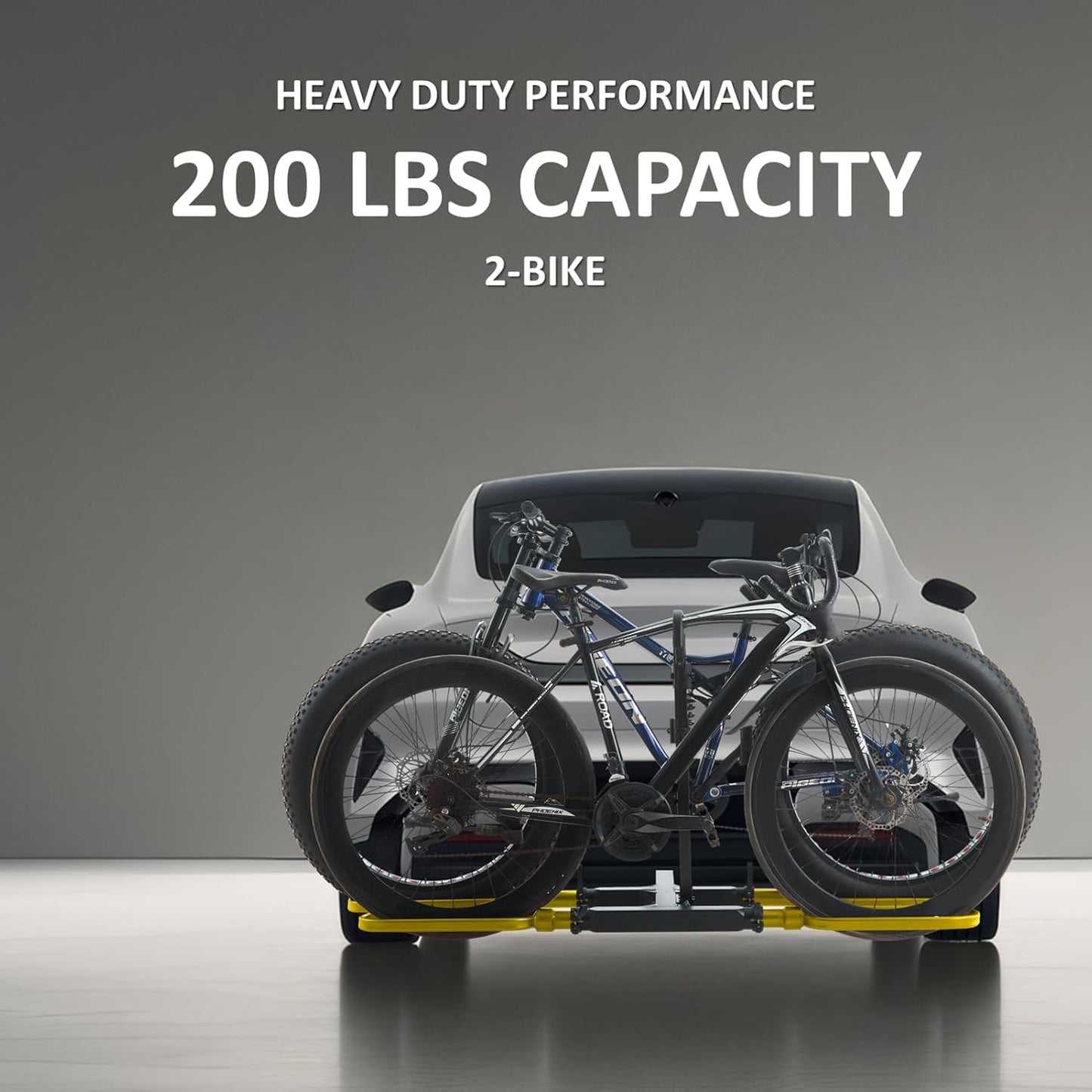 Trailer Hitch Bike Rack for Car 2 Bikes, E Bike Carrier Hitch Mount 2 Bike, Fat-Tire Ebike Rack for Tow Hitch, Fits 2" Receiver for SUV Truck Rv Van (2 Bike - 200 Lbs Cap - Golden)