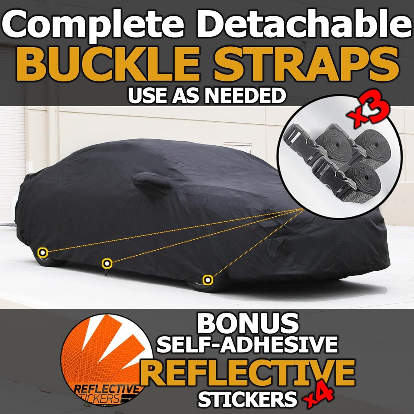 All Weather Waterproof car Cover Good for rain Snow uv Protection dust Sport Sedan GTO MAZDA6 Mustang Camaro M5 RC A5 M3 Q50 M8 Thunderbird Black