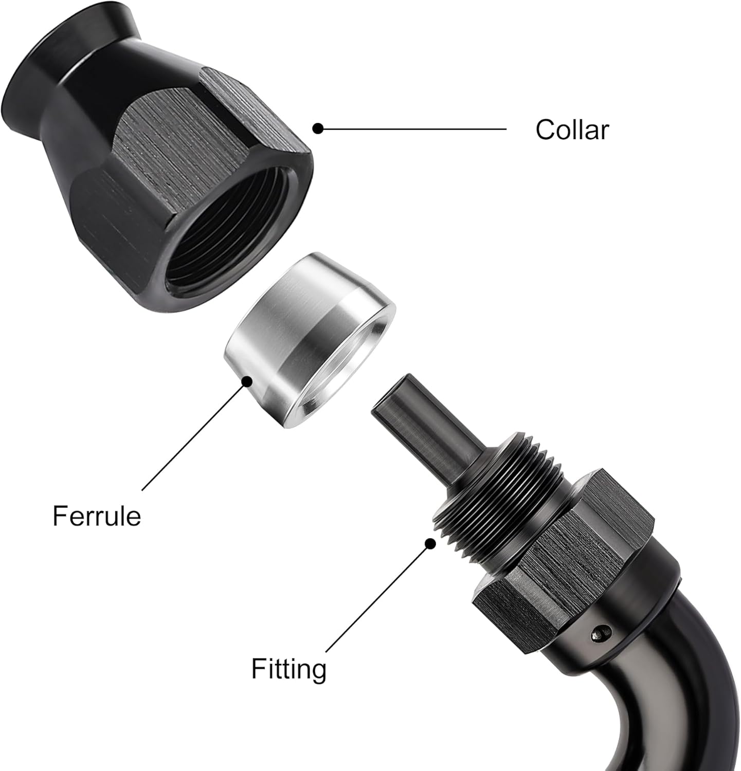 EVIL ENERGY 4AN 120 Degree PTFE One Piece Full Flow End Hose Fitting Aluminum Black