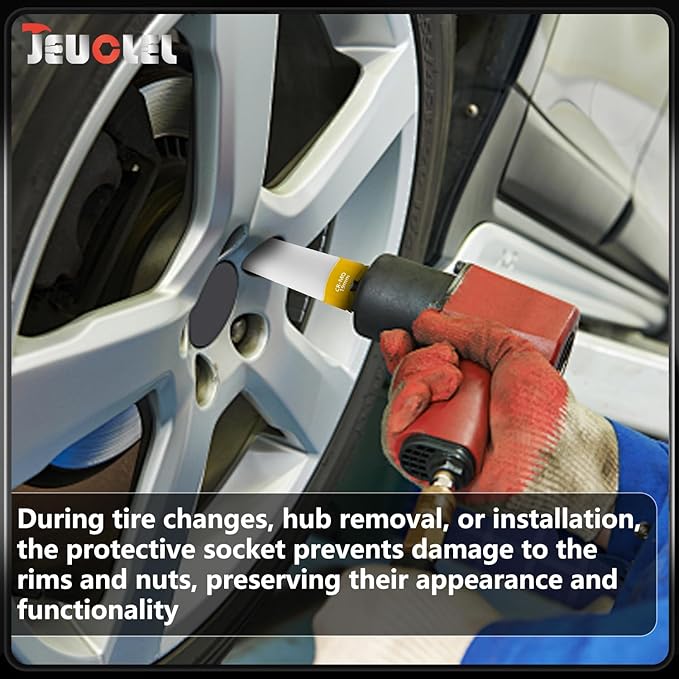 19mm 1/2"Drive Wheel Protector Impact Socket, Lug Nut Impact Socket, Non-Marring Lug Nut Thin Wall Deep Socket, Wheel Protector Hand Repair Tool