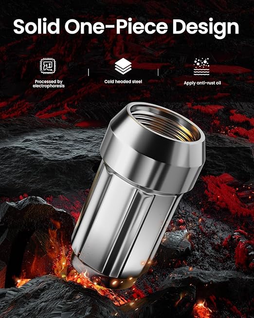 GAsupply 3/8"-24 ATV Lug Nuts Chrome, Closed End Acorn Spline Lug Nut Set 1.37" 35mm Tall Conical/Cone Seat, 16pcs+1 Spline Lock Key