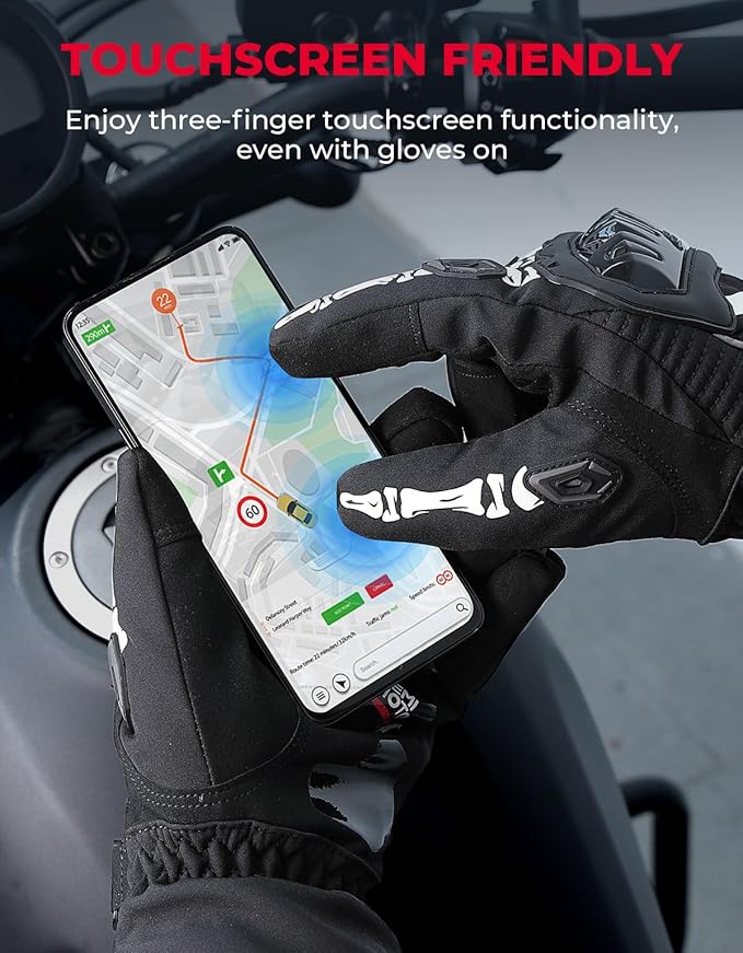 KEMIMOTO Winter Motorcycle Gloves, Rainproof Riding Warm Gloves with Touchscreen for Motorcycle Riding, ATV, UTV, Snowmobile Glow-in-The-Dark Green M