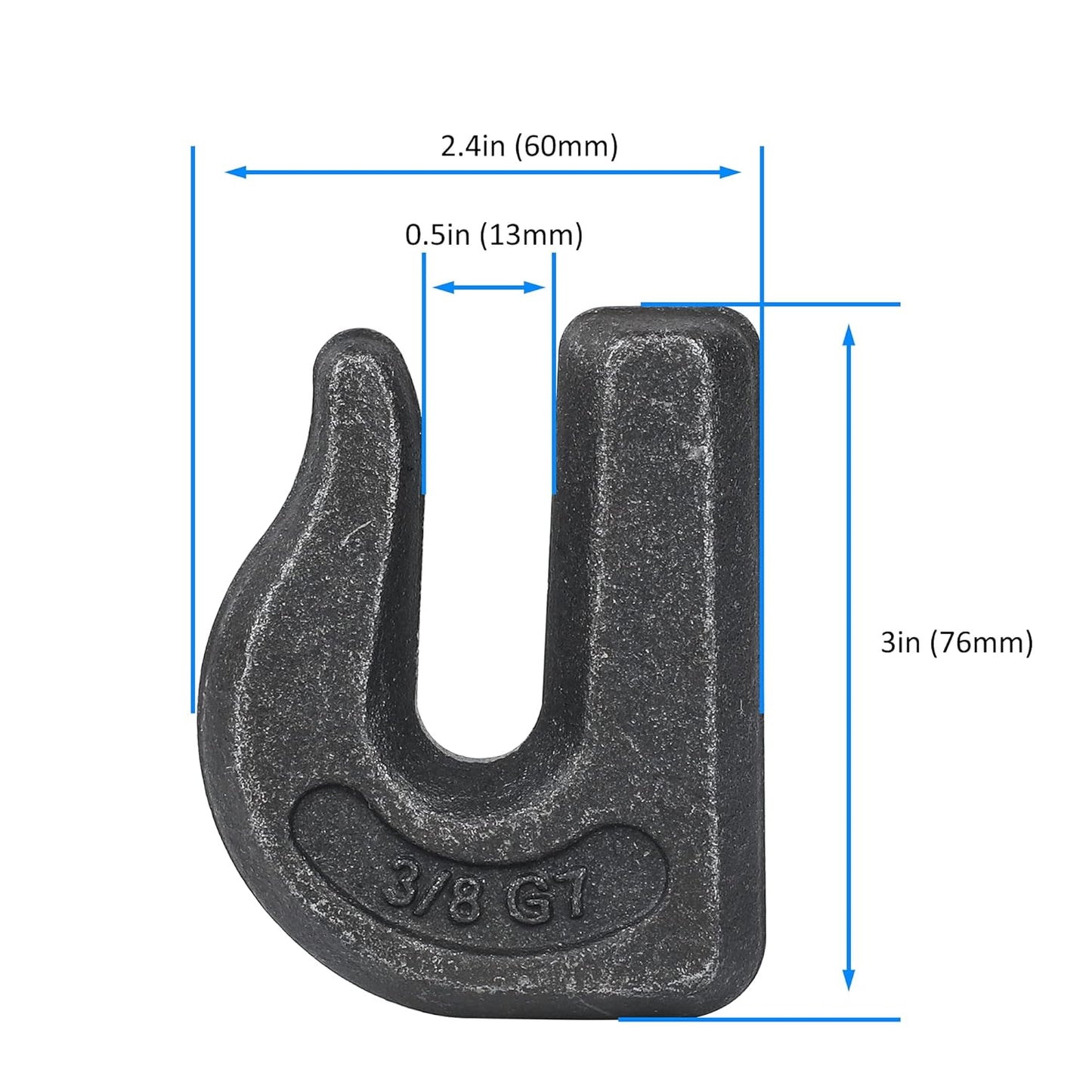 3/8 inch Weld On Grab Hooks,6PCS Heavy Duty Clevis Grab Chain Hook, G70 Tractor Bucket Hooks Great for Car, Truck, Tractors, Loader Bucket Forklift Trailer