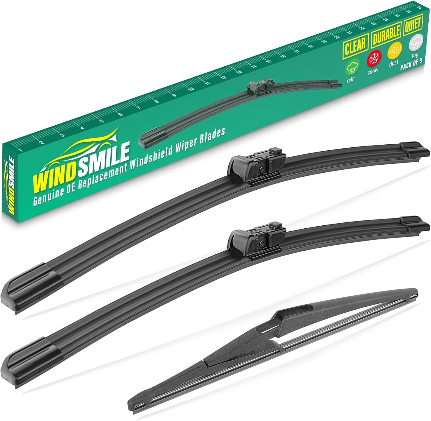 26" 19" 12" Windshield Wiper Blades Replacement for Infiniti QX60 2022 2023 2024 2025 QX 60 Premium All Weather Front Rear Wipers Set - OEM Quality (Pack of 3)