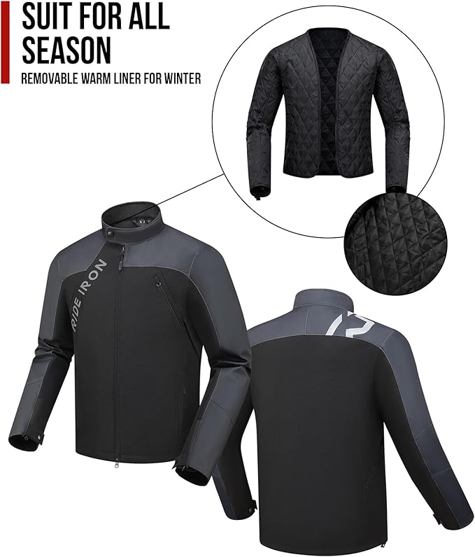 Winter Motorcycle Jacket with Armor Motorbike Riding Jacket for Men Protective Gear Removable Liner