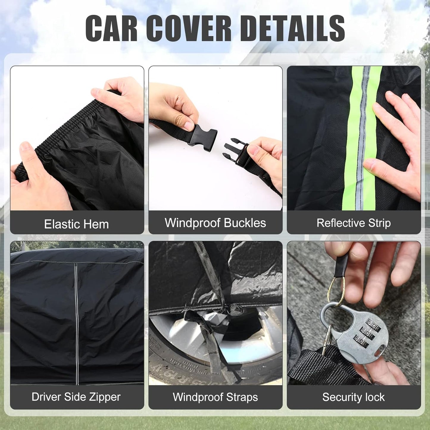 Waterproof Car Cover Compatible with Chevrolet Traverse LT/LS/RS/Premier/High Country 2009-2023, 420D All Weather Car Covers with Zipper Door for Snow Rain Dust Hail Protection