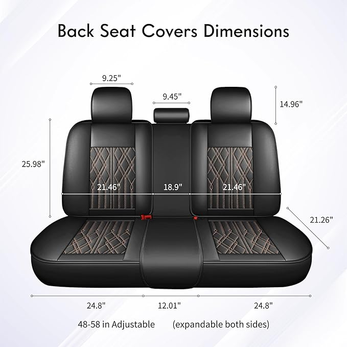 Huidasource Car Seat Covers Full Set, Automotive Seat Cover for Most Car SUV Pickup Truck, Universal Fit for Mazda for Honda for Mini for BMW for Buick for Subaru for Toyota(Full Set/Black&Orange)