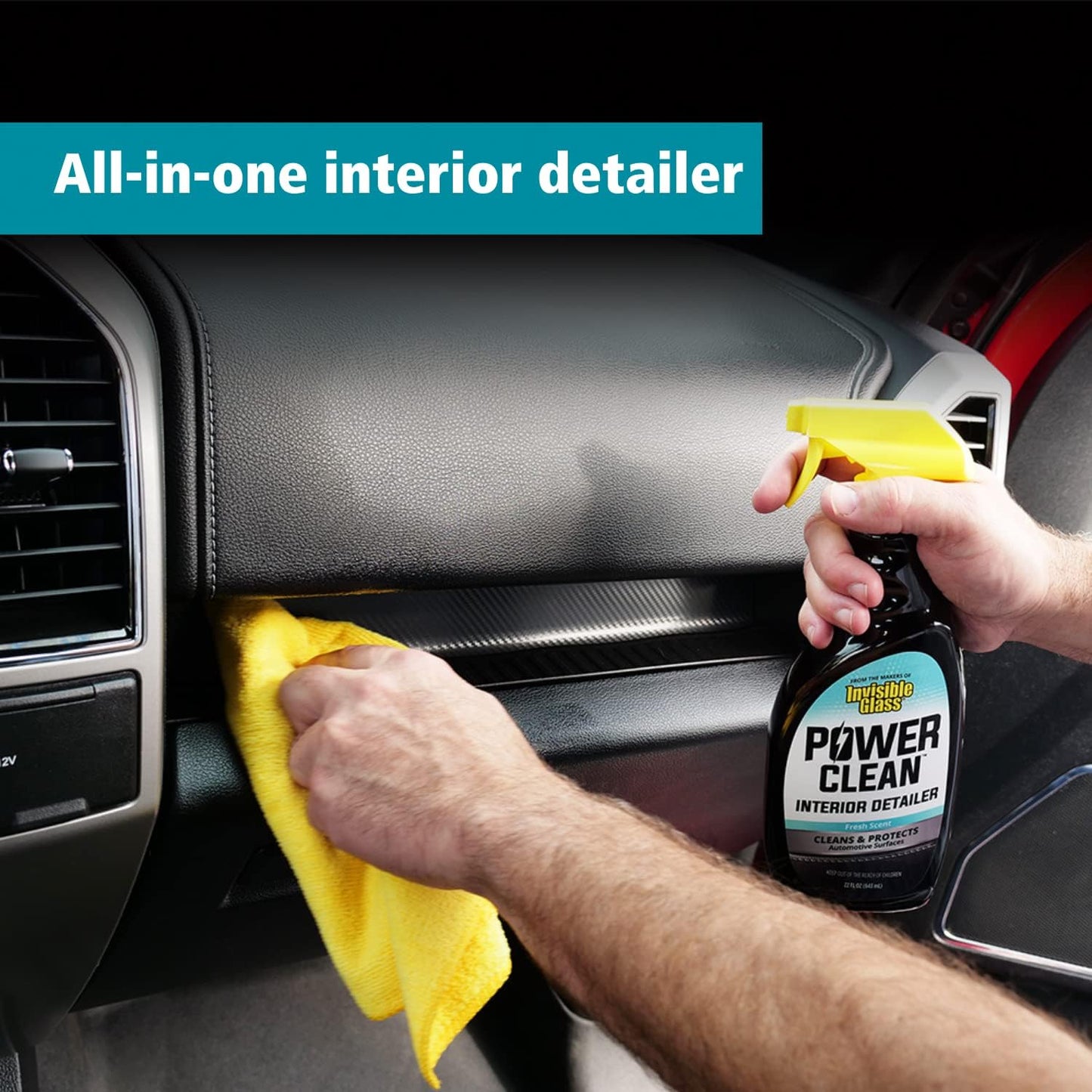 Invisible Glass 92024-6PK Power Clean Automotive Interior Detailer Cleaner Protectant and Conditioner to Restore Interior Surfaces Prevent Fading, 22 Fl Oz, Pack of 6