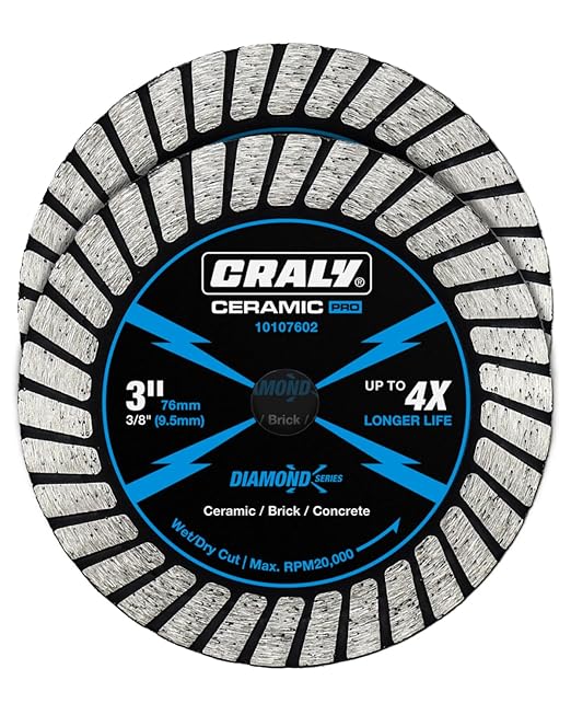 CRALY 3 Inch Super Thin Turbo Diamond Blade, 3/8 in Arbor, 3'' Diamond Stone Blade for Angle Grinder & Circular Saw, Diamond Cutting Wheel for Cutting Granite, Concrete, Brick, Marble, Masonry, 2PC