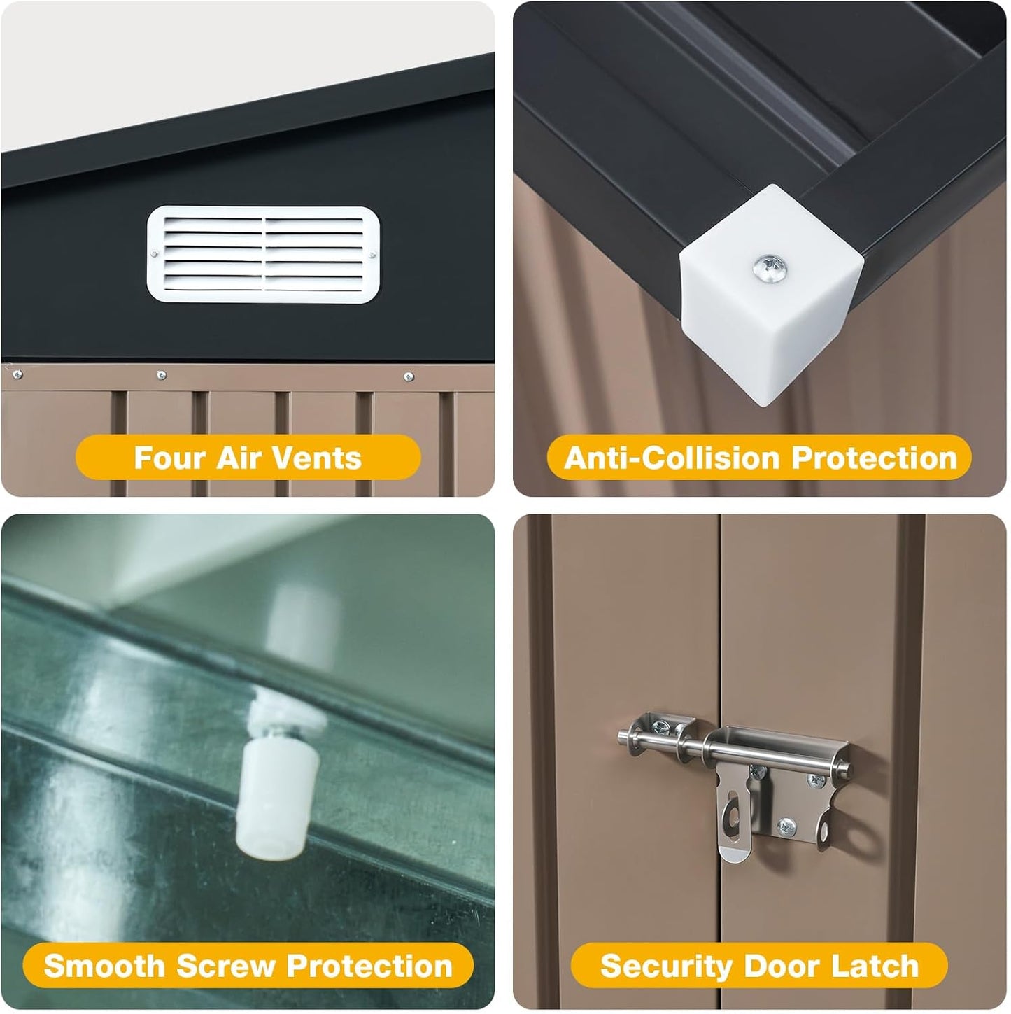 10x12 FT Outdoor Storage Shed with Floor & Lockable Double Doors, Heavy-Duty Galvanized Steel Outdoor Metal Shed for Bike, Tool, Generator Storage in Backyard, Patio (10’x12’, Floor)