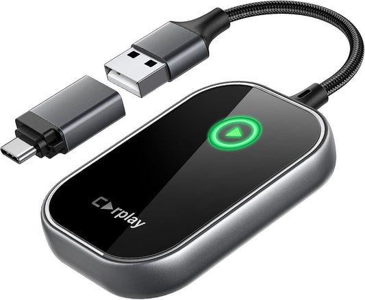 Wireless CarPlay Adapter, Converts Wired to Wireless CarPlay Dongle for Apple iPhone, Plug & Play Auto Connect Zero Latency fits for Cars from 2015 & iOS 10+ Space Gray