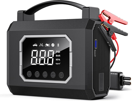 Jump Starter 3000A, Car Battery Jumper Starter Portable (All Gas 10L Diesel Engine) with 65W Quick Charger, 12V Portable Jump Box with 4 Modes Flashlight and Jumper Cable (Black)