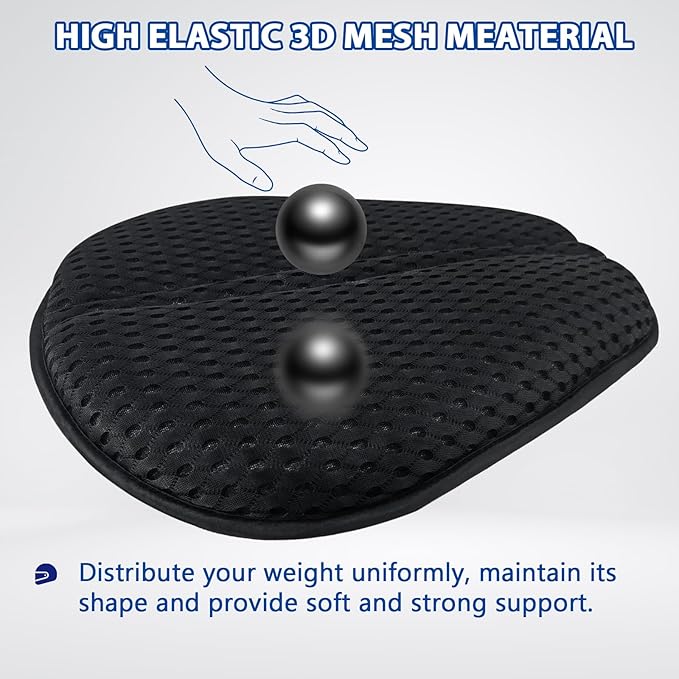 AEROiVi Airflow Pro Motorcycle Seat Pad – Ultra-Breathable 3D Mesh & Quick-Dry Fabric | 1.18" Thick Ergonomic Support | Anti-Slip Silicone Dots | Machine Washable for Easy Cleaning