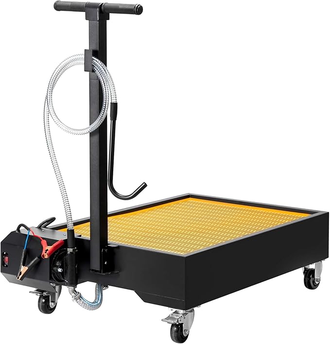 Oil Drain Pan, 21 Gallons Low Profile Oil Change Pan, Large Capacity Rolling Oil Drain Cart, Adjustable Hand, with Pump, Hose, Swivel Casters Wheels, Heavy-Duty for Trucks, RVs, SUVs