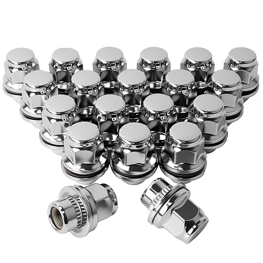 20Pcs M12x1.5 Lug Nuts Chrome Mag Style, Fits Toyota Camry, Prius, Sienna, Lexus IS300, LFA, CT200h - Compatible with 5 & 6 Lug Wheels - 13/16" (21mm) Hex(Chrome)