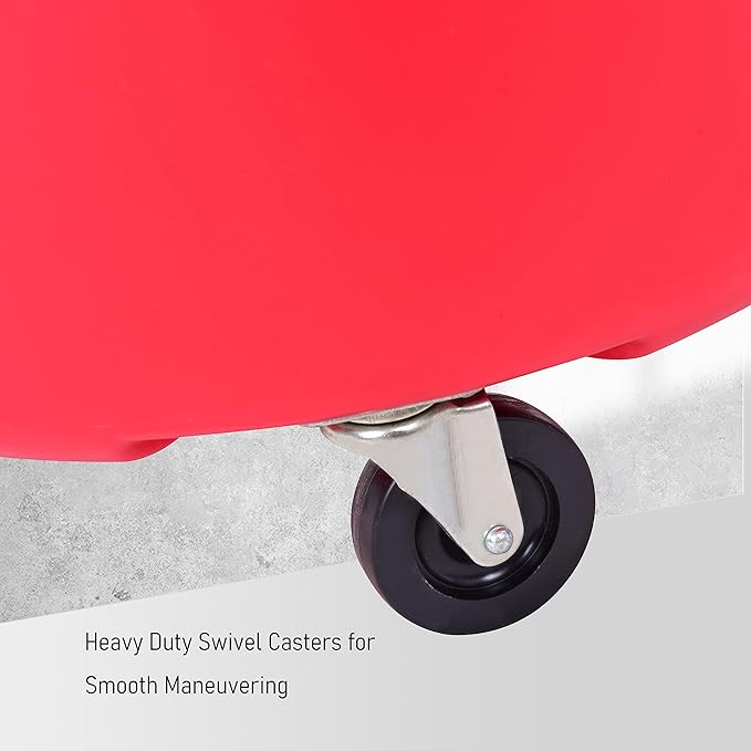 A46A 18 Gallon Industrial Waste Oil Drain Tank,Oil Changing,Portable Waste Oil Change Tank With Wheels and Adjustable funnel height for car, Funnel Drain, Red