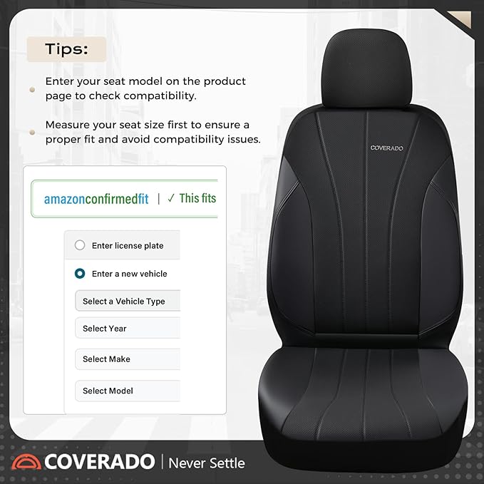 Coverado Seat Covers, Red Car Seat Covers Full Set, Automotive Seat Covers 5 Seats, Waterproof Black Car Seat Protectors Universal Fit for SUVs Trucks Sedans