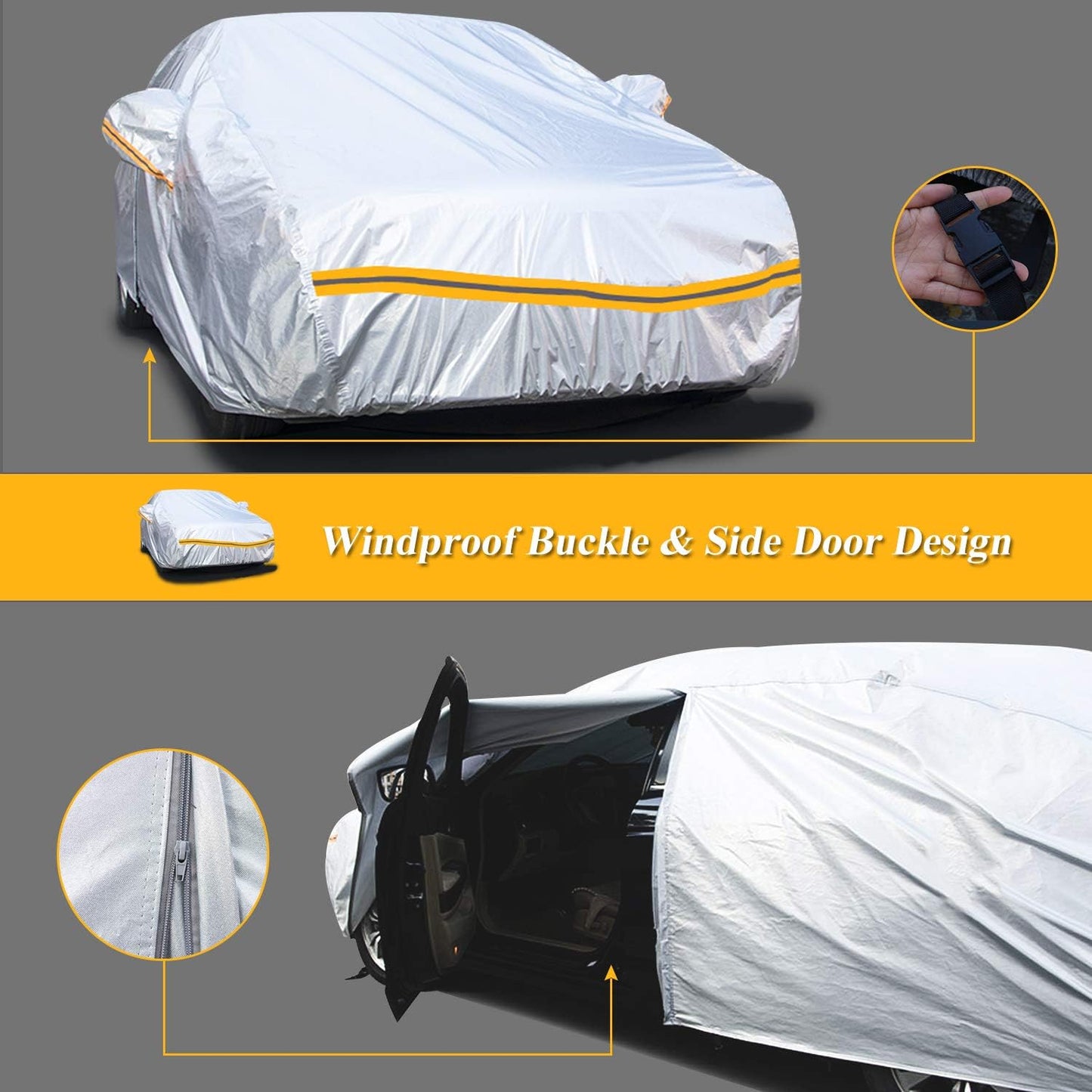 Autsop Car Cover Waterproof All Weather,12-Layer Car Covers for Automobiles Outdoor Heavy Duty Full Exterior Covers for Sedan(203-212 Inch)