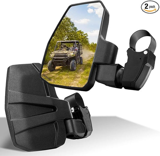 UTV Side Mirrors,You No Longer Need to Adjust by Hand,Innovative Automatic Reset Function,for 1.5"-2.0" Roll Cage,Compatible with Polaris RZR,Can Am Maverick,Honda Pioneer SXS,Kawasaki Mule