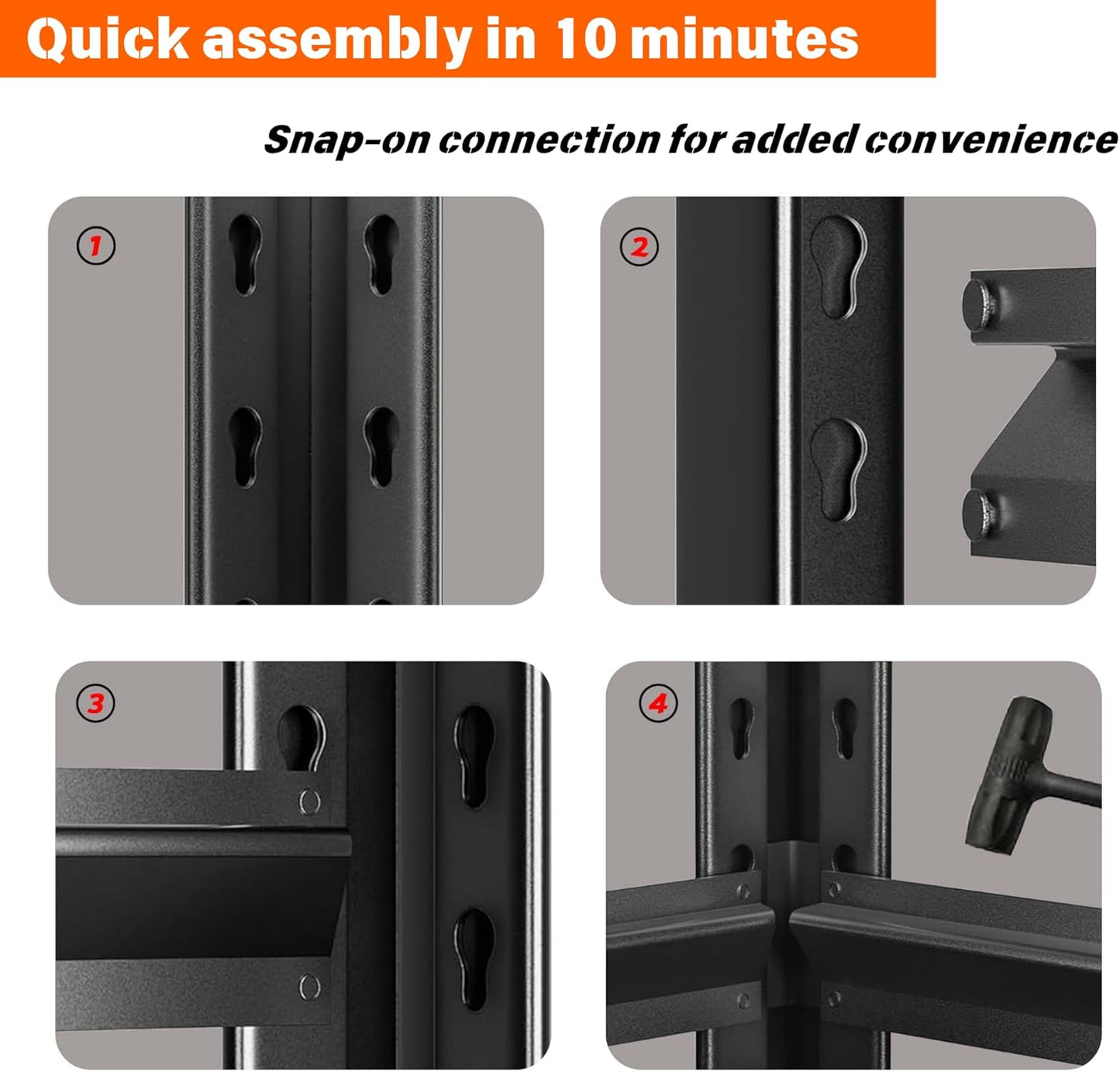 Garage Shelving, Adjustable Storage Shelf, Heavy Duty Storage Shelves, Sturdy Steel Storage Shelf for Garage and Workshop, 4-Tier 44" H x 40" W x 14" D, Black