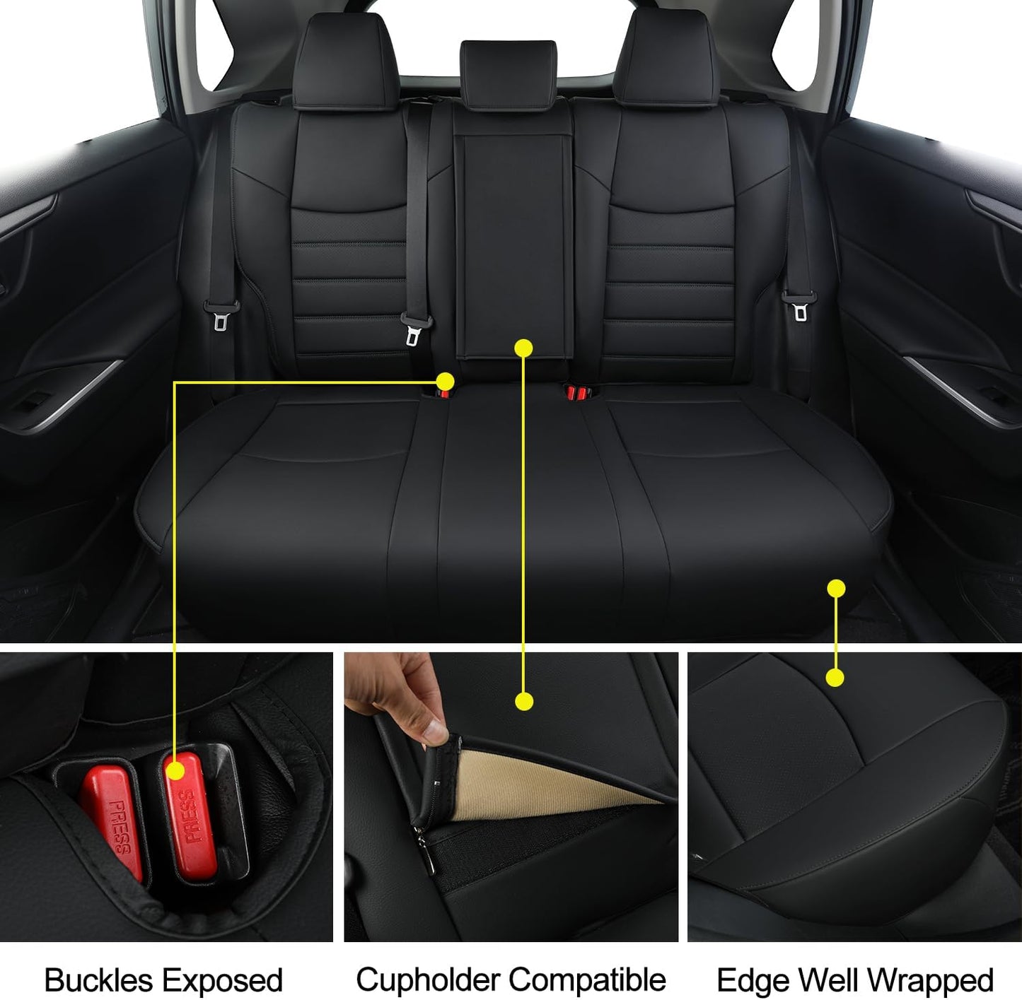 RISINGSTAR Rav4 Seat Covers, fit 2019-2025 Toyota Rav4 XLE LE XLE Premium Limited Base SUV, not for Adventure and TRD-Off(Black)